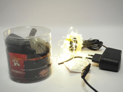 Catena di Luci LED 100 Microled Bianco Caldo con Alimentatore